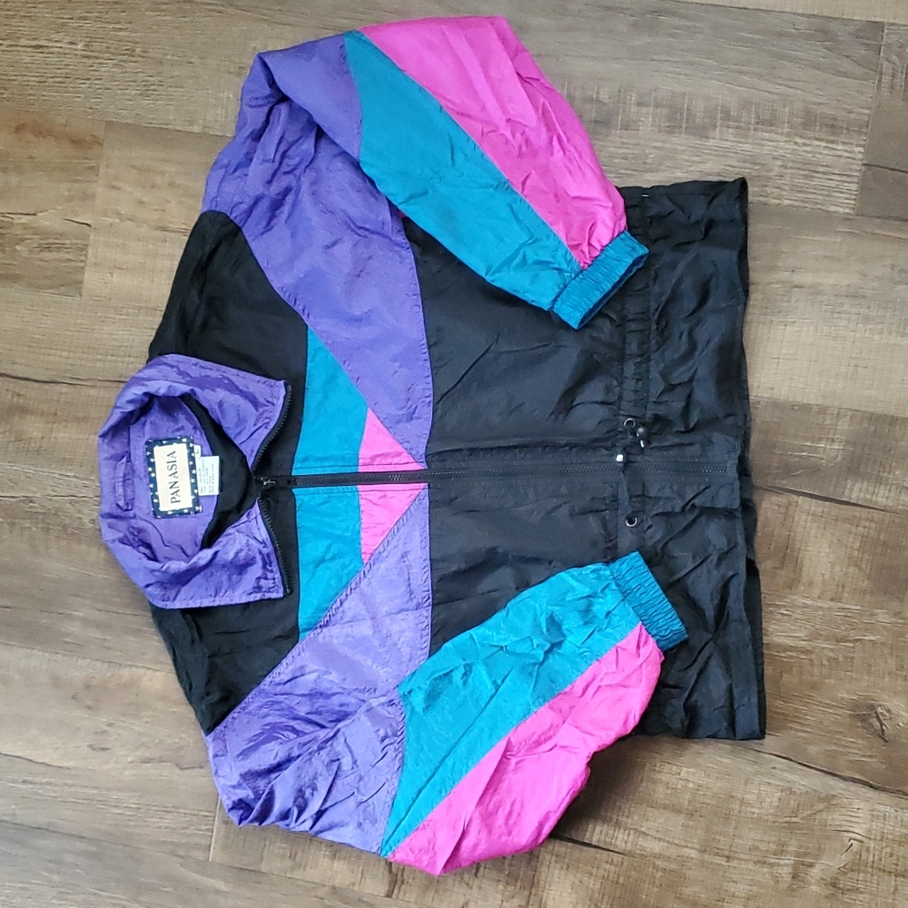 Vintage Pan Asia Windbreaker Jacket Cinched Waist Womens Size Large